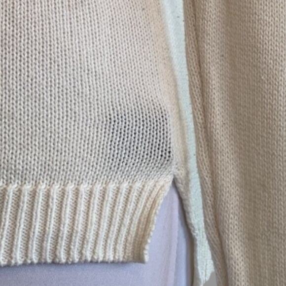 Hot Topic Life Is Music Sweater Cream Black Crisscross Open Back Size Small - Picture 7 of 8